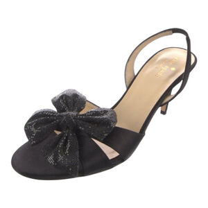 Kate Spade Marlena Satin Bow Sling Backs, Size 8, Black